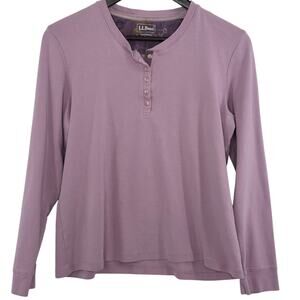 L.L. Bean Youth Large Purple Henley Long Sleeve Top